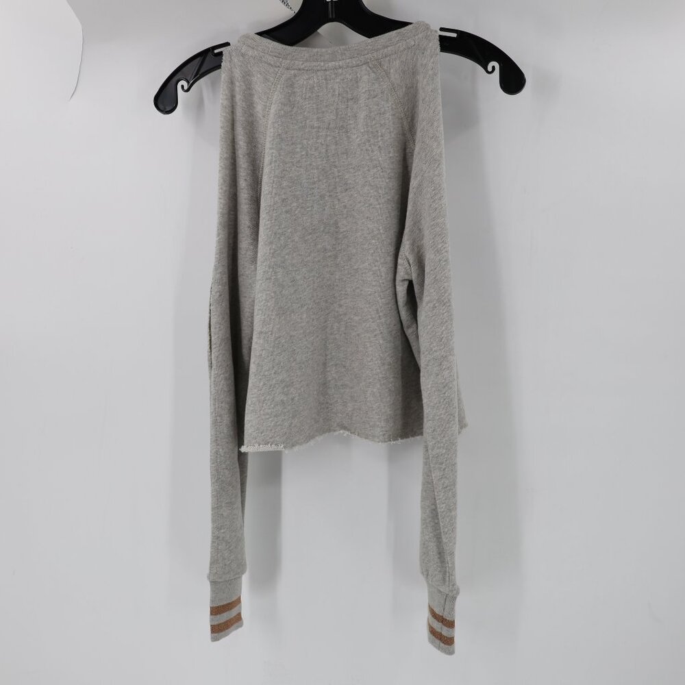 NWT True religion Sweatshirt Womens XS gray Cold Shoulder Sweatshirt embellished - Picture 9 of 13